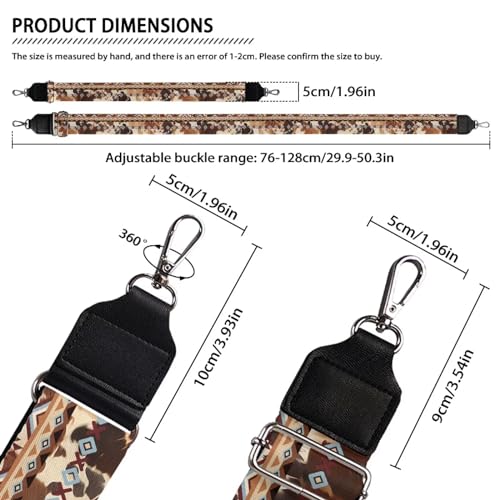 Image of Wide Bag Straps Replacement Crossbody Boho Navajo Guitar Straps for Handbags /Purses /Messenger /Duffel Bags Backpack Straps Replacement Adjustable Length from 30 inch to 50.3 inch Aztec