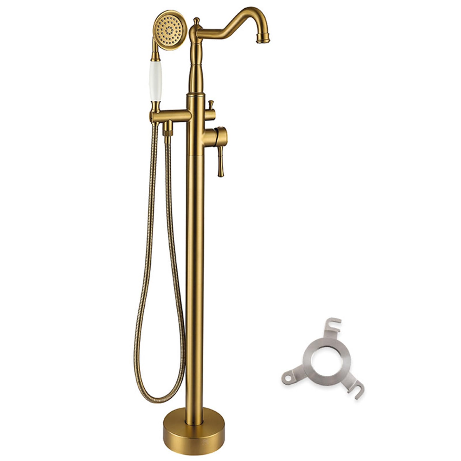Mitigeur de baignoire îlot or brossé au design millésime élégant