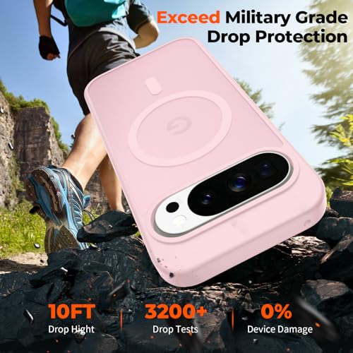 Image of SUPFINE Magnetic for Google Pixel 10 Pro Case /Pixel 10 Case with Screen Protector, (Built-in Magnets) ((Military Grade Drop Protection) Slim Translucent Shockproof Phone Case,Pink