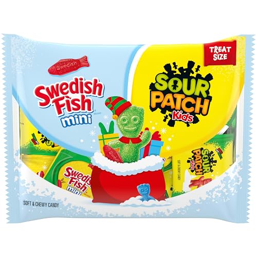 SOUR PATCH KIDS and SWEDISH FISH Mini Soft & Chewy Gummy Holiday Candy Variety Pack, 22 Snack Packs