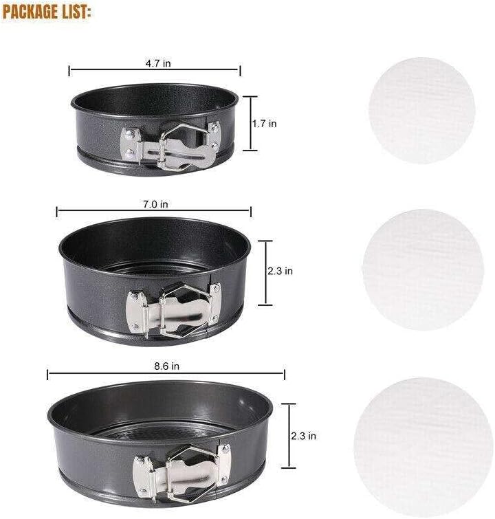 LKOP Springform Pan Set, 3pcs Non-stick Cheesecake Pan, Leakproof Round Cake Pan Set Cake pans Baking supplies Baking pan Nonstick pan Muffin pan Cake pan Baking set Mini cake pans Nonstick pan