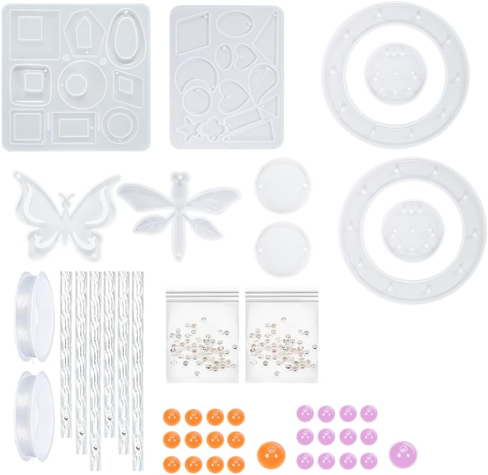 FUNSHOWCASE Resin Wind Chime Molds Set of 84, Dragonfly and Butterfly DIY Windbell Silicone Casting Kit, Suncatcher Keychain, Coaster, Jewelry Making