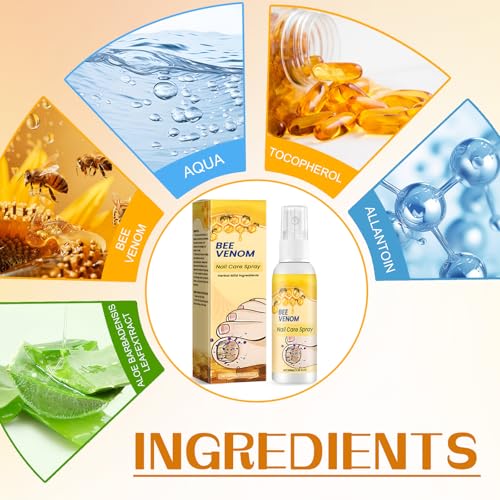 100ml Bienengift Nagelpflege Spray, 2 Stück Bee Venom Nagelaufbauserum, Nagelverteidigung Stärkung Nagelhaut, NägelReparatur Serum für Fingernägel und Fußnägel