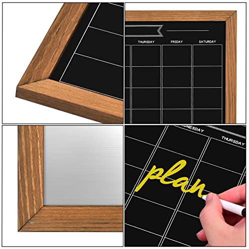 Umtiti Kalender-Kreidetafel, 33 x 43 cm, magnetische Oberfläche, rustikal, braun,massiver Kiefernholzrahmen, Aufhängetafel für Büro, Schule und Zuhause (YLHB-QZ-3343,DE)