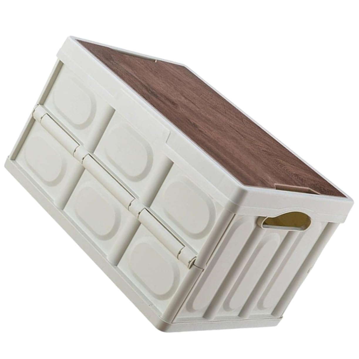 INOOMP Caja de Almacenamiento Plegable Tapa, Blanco, Madera y Pp