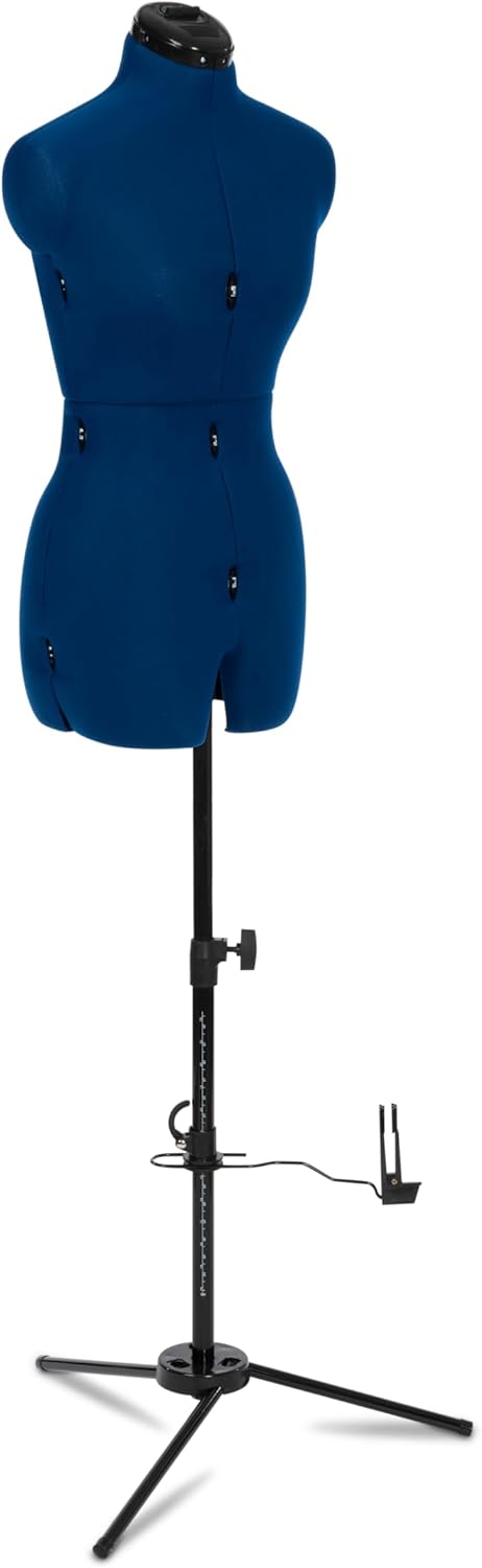 Sew Deluxe FG372 Adjustable Dress & Pants Form Sapphire S-M (US Dress Size 4-12) 8 Part Female Sewing Mannequin + Pin Grip Hem Marker