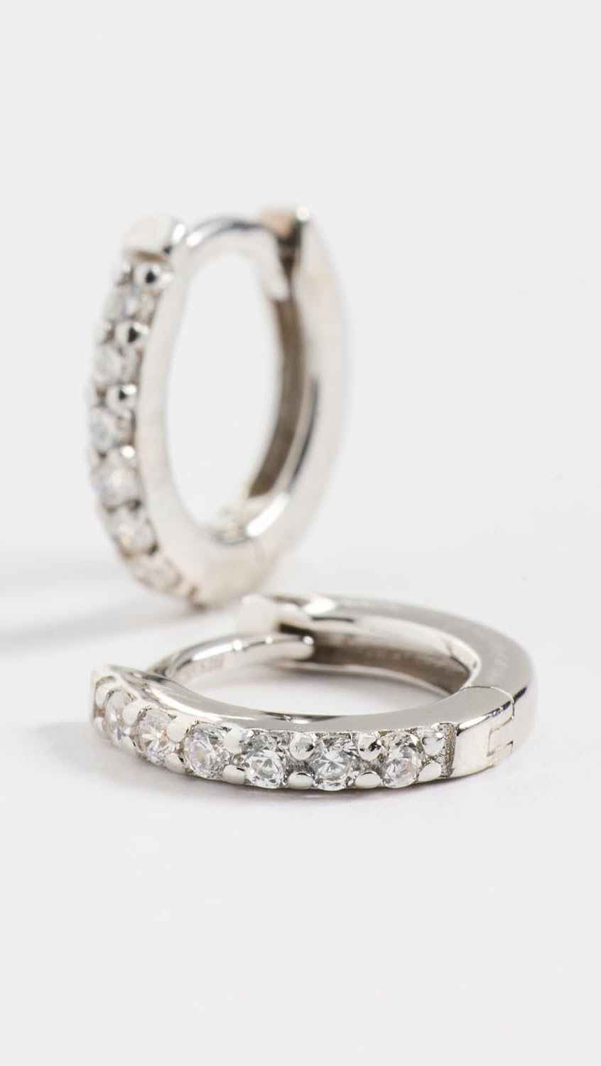 Unknown Women's Katerina Pave Hoop Earrings, White Gold, One Size - Image 3