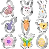 Ostern Ausstecher Set: Einschließlich 9 Stück Ausstecher: Hasen, Küken, Rettich, Ei, Schmetterling und Blume. Die Ausstechformen beträgt 3 mm, die Höhe 2.5 cm.