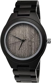 Montre à quartz pour homme en bois écologique avec motif cerf Marron/noir