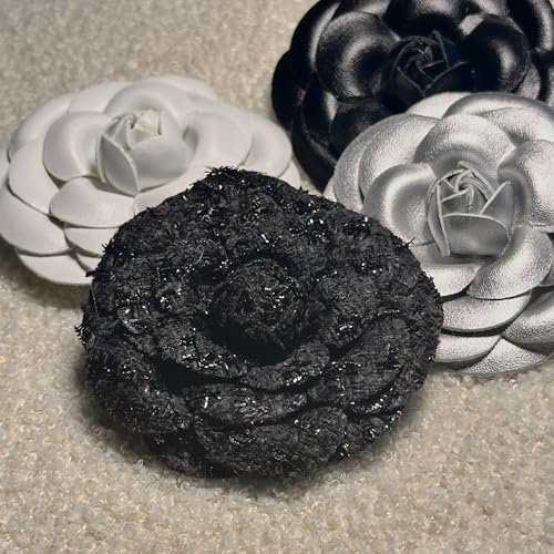 Image of Vintage Style Elegant Camellia Fabric Flower Brooch Pin Scarf Bridal Dress Wedding Accessories Jewelry Gift