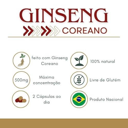 Ginseng - 60 cápsulas 500mg mais saúde