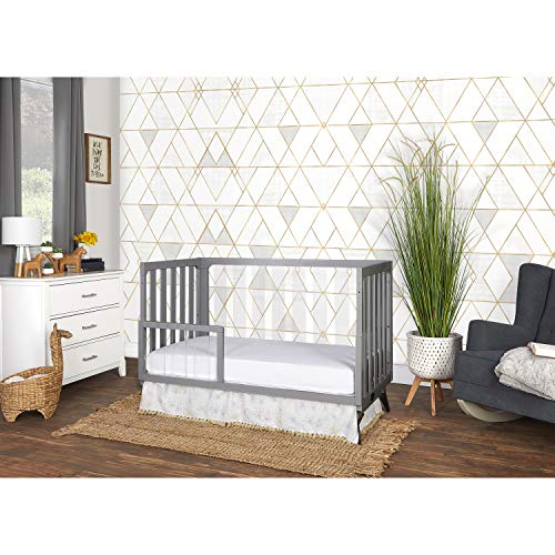 Image of Evolur Acrylic Millennium 4 in 1 Convertible Crib Toddler Rail I Easily Coverts to Toddler Bed & I Acrylic Slats, Pebble Grey (702AC-PG)