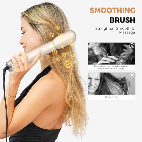 Image of 5 in ONE Hair Dryer Brush, Blow Dryer Curling Wand Hair Styling Tools Set, Ionic Hot Air Brush Round Brush Blow Dryer, Left&Right Styler 100-120V