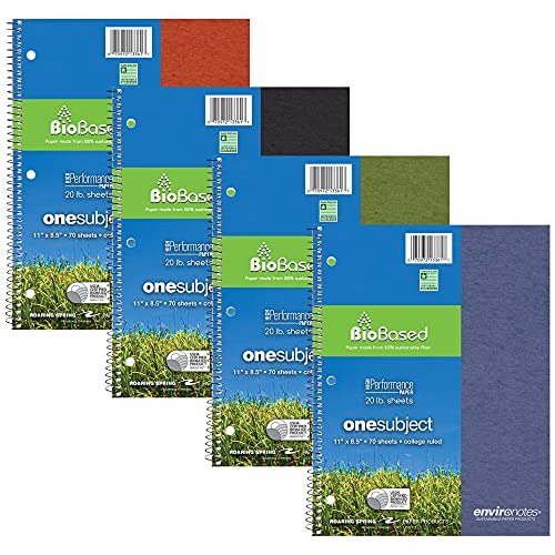 ROARING SPRING 4-Pack One Subject Environotes Notebooks, Earthtones Biobase Paper, 11