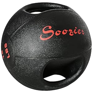 Soozier Medicine Ball with Handles, 18lbs Weighted Ball for Exercise, Med Ball for Abs, Core, Crossfit, Strength Training, Balance Training