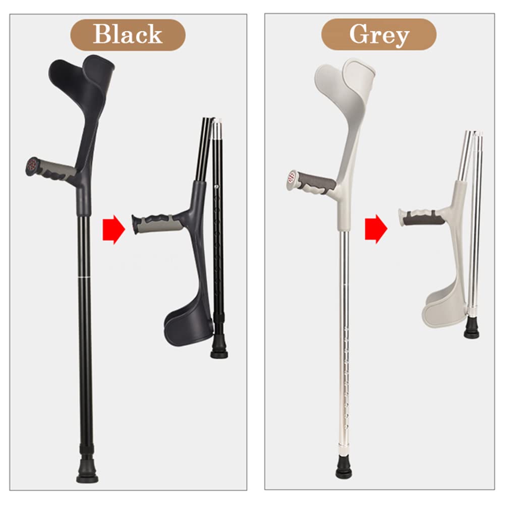 NGD 2 Unidades Bastones Plegables,Muletas de Codo Soporte Post Traumatismo o Cirugía,Regulables en Altura,Muletas Ortopédicas de Aluminio con Agarres Ergonómicos