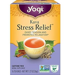 Yogi Tea – Kava Stress Relief (6 Pack) – Eases Tension and Promotes Relaxation – Caffeine Free – 96 Herbal Tea Bags
