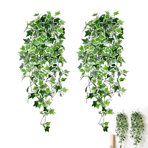 Sxingh Lot De 2 Plantes Artificielles Tombantes – Feuille Verte Réaliste & Feuillage Dense, Plante Suspendue pour Mur Jardin Panier Suspendu & Décoration...