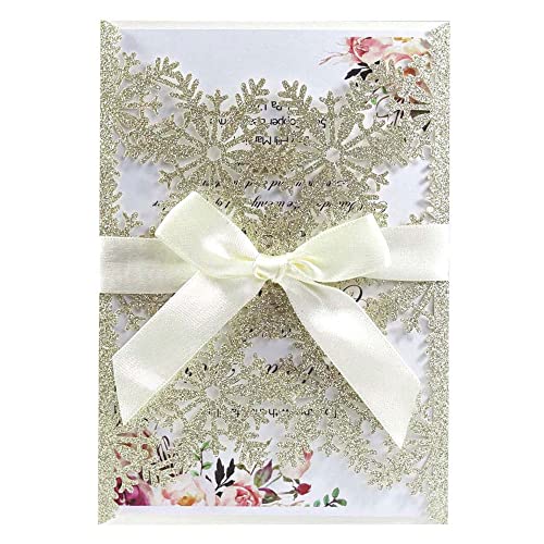 Invitation de mariage découpée au laser avec papier imprimable blanc - 2