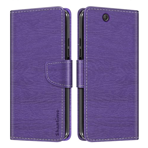 Shantime Étui Portefeuille Cuir Compatible avec Sony Xperia Z Ultra XL39H, Housse Colorée Rabat avec Cartes, Fermeture Aimantée Protection Totale(Violet)