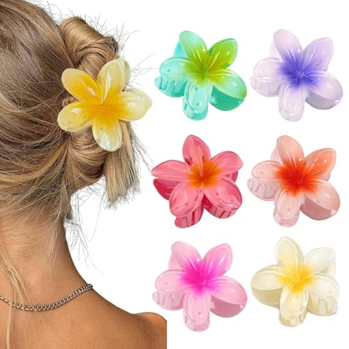 Paquete de 6 Pinzas de Flores para Mujer - Accesorios para el Cabello Hawaiano, Plumeria Hawaiana para Cabello Grueso - Regalos