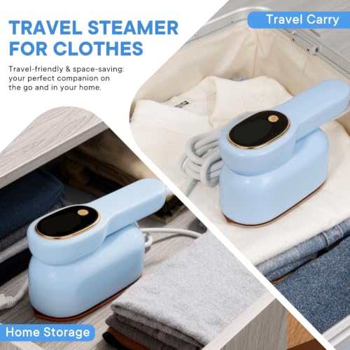 Image of Smart Travel Steamer for Clothes, 1200W Handheld mini travel Steam All-in-One Portable Steamer Iron with LCD Display, 3 Steam Modes & 5s Fast Heat-up, Garment Steamer for Travel (Blue)