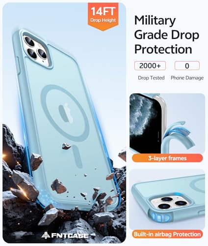 Image of FNTCASE for iPhone 11 Pro Case: [Compatible with Magsafe] Translucent Matte Magnetic Phone Cover - Military Grade Drop Protection Shockproof Protective for iPhone 11Pro 2019 Cases - Teal
