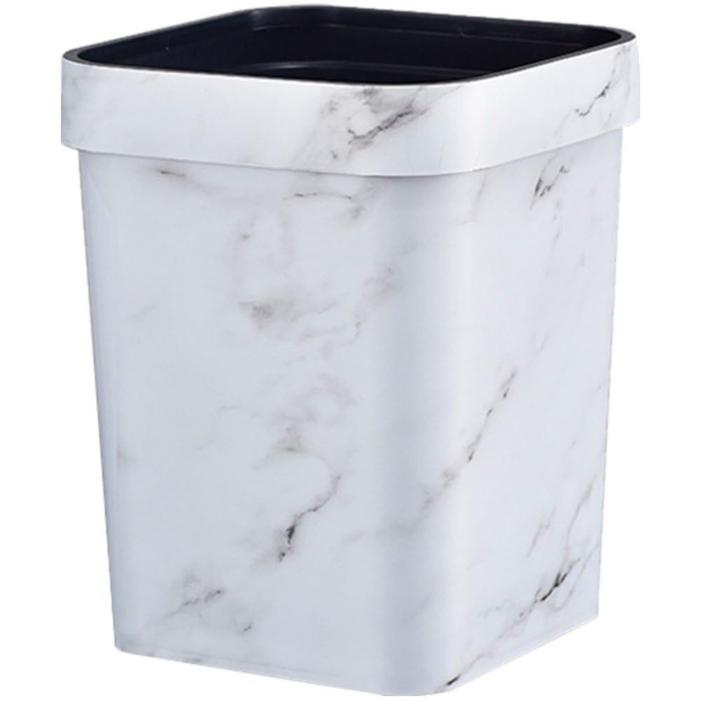 Fituenly White Marble Trash Can, Bathroom Decor Wastebasket Trash Can Vintage Garbage Container For Home Kitchen Office Bathroom Food Waste Bin