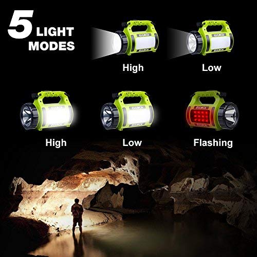 Euloca Bundle – 2 Items: Rechargeable Multi Function Camping Lantern Big Flashlight & Camping Fan For Tent With Led Lantern, Rechargeable Usb Fan With Remote Control, 180° Rotation, Strong Wind #TOP2