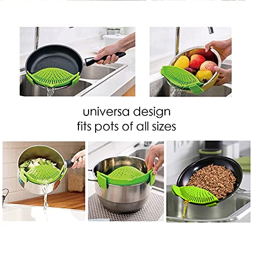 2 Pcs Clip On Strainer, Pot Strainer For Pasta Meat Vegetables Fruit, Silicone Strainer - Fit All Pots And Bowls. #TOP5