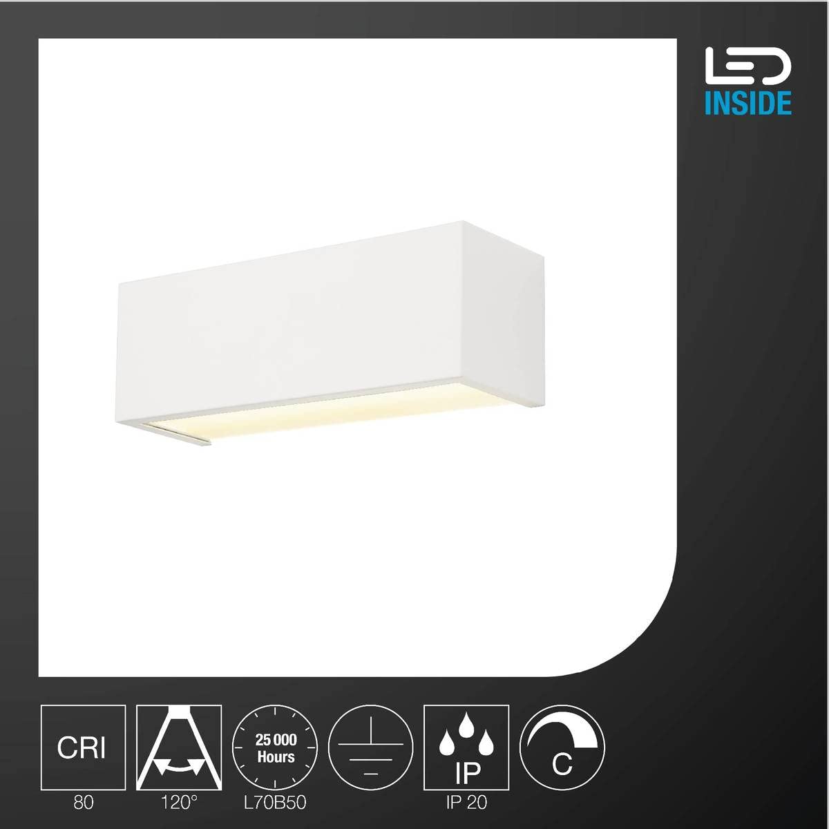 SLV luminaria de superficie de pared CHROMBO/Iluminación de pared de interior, foco led, luminaria de superficie, proyector de pared / 3000 K 11 W 590 lm blanco regulable 120 grados