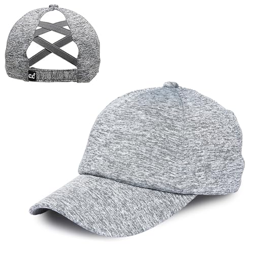 Criss Cross Ponytail Cap - Jersey - Grey Heather