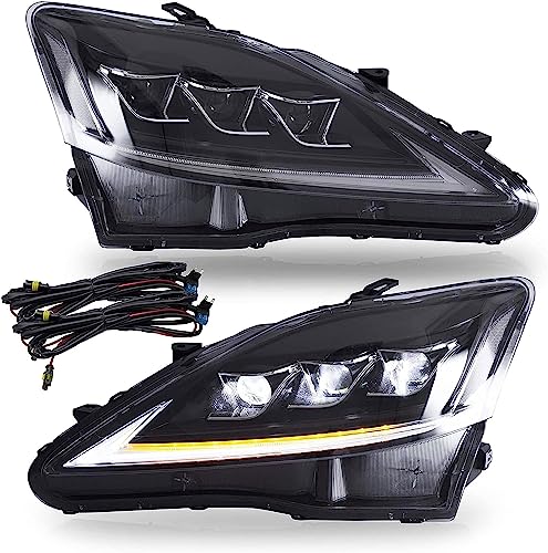 Vland Headlights Assembly Fit For Lexus Is250/ Is250C Is350 Is350C Is220D 2006-2012, Isf 2008-2014 W/Drl, Led Front Light With Sequential Turn Signal, Plug-N-Play Clear Headlamp #TOP7