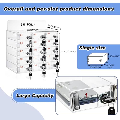 Miniatura 3 de Lvruieds Almacenamiento Para Teléfono Móvil, Con 12 15 20 25 30 40 Ranuras, Casillero Transparente Para Teléfono Móvil Con Cerradura, Gabinete De Almacenamiento Para Teléfono Móvil De Escritorio 15 Sl