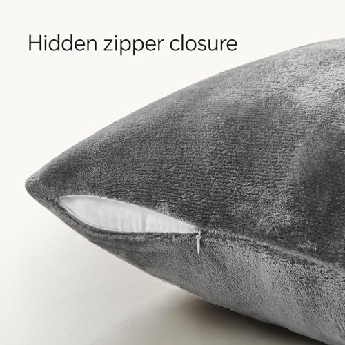 Image of BEDELITE Velvet Pillow Covers with Zipper, Gray, 18x18 Inches, 2 Pack | Super Soft, Cozy Luxury Feel, Square Decorative Pillow Covers, for Bedroom Sofa Couch, All-Season Comfort, Easy Care