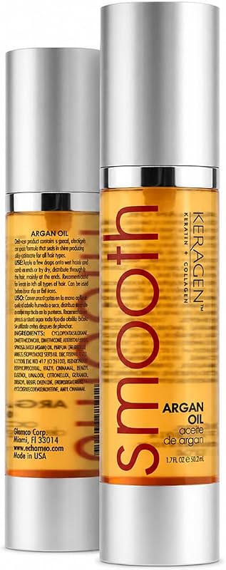 Suero para el cabello con calor, aceite de argán protector contra el calor, 1,7 oz | El aceite de argán orgánico, la queratina y el colágeno favorecen el alisado, la suavidad y el brillo; Sin sulfatos y sin parabenos.