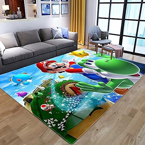 YuPancjua Cartoon 3D Anime Super Mario Pattern Rugs H19508 60X100Cm 3D Carpet Door Mat For Living Room Entrance/Living Room/Bedroom/Bathroom Non-Slip Carpet Cover