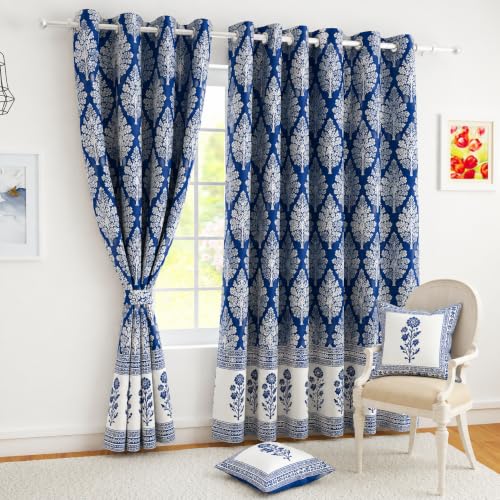 Cotton Printed Curtain for Door 7 Feet | Set of 2 | Window Curtai...