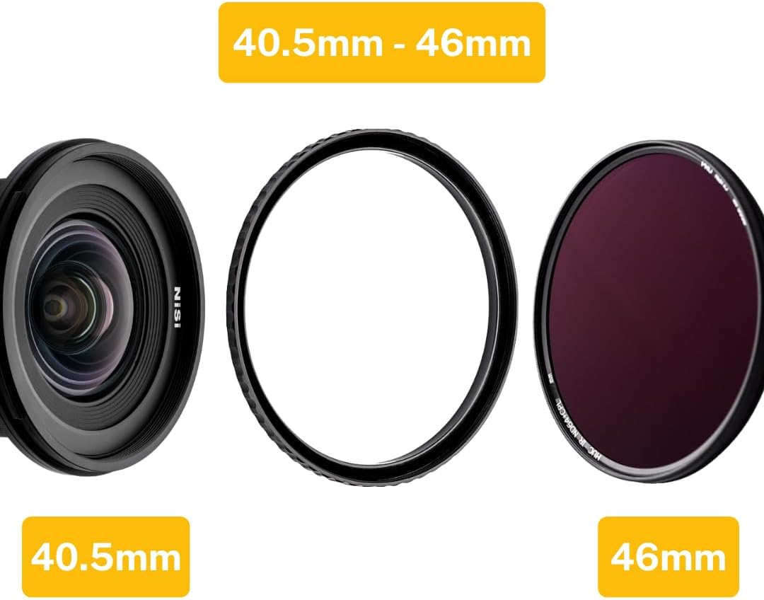 NiSi - Brass Pro 40.5mm to 46mm Step-Up Ring - Threaded Stepping Adapter Ring, 40.5mm Male Lens Attachment 46mm Female Filter and Accessory Thread, Matte Black Finish, Prevent Reflections, Brass Alloy