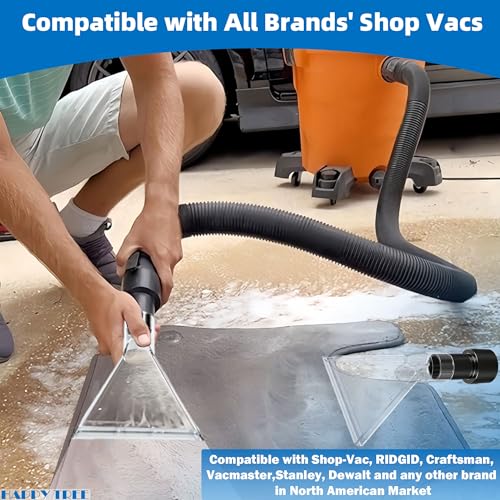 Image of Happy Tree Universal Fits All Shop Vacs with 2-1 /2 inch& 1-7 /8 inch & 1-1 /4 inch Adapters Large 7-1 /2 inch& Small 3-1 /2 inch Clear Head for Upholstery /Carpet Cleaning, Shop Vac Extractor Attachment