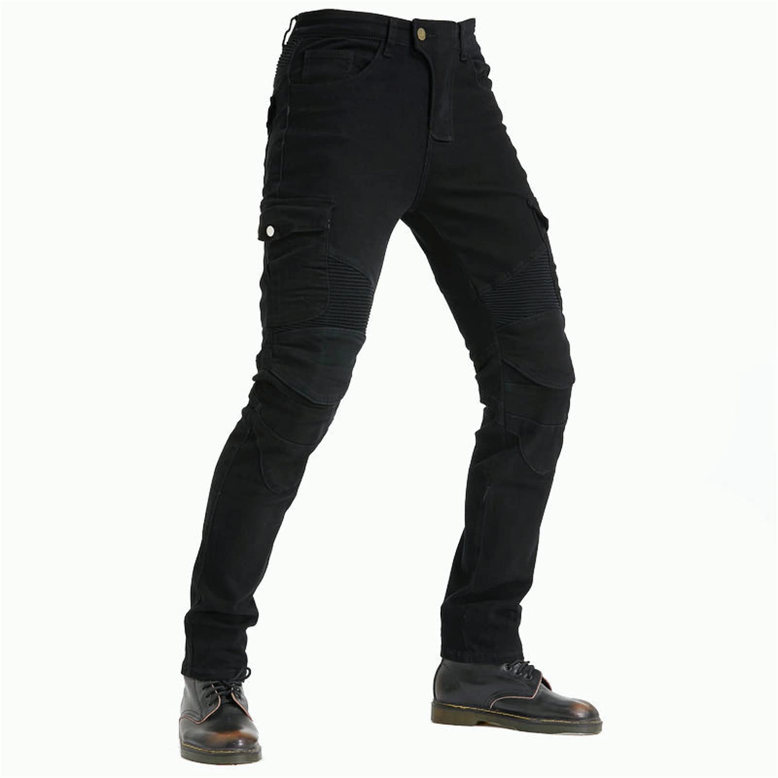 Pantaloni Biker Invernali Pantaloni Protettivi da Moto Pantaloni in Denim Rinforzato Protettivo Foderato Approvato CE Rimovibile Armato Denim Modern-Fit (Nero,M)