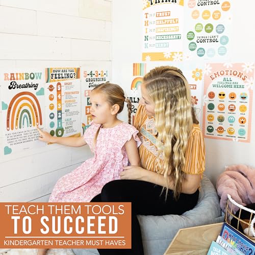 Hadley Designs 8 Calming Corner Posters For Classroom Must Haves For Teachers - 11x17 Calm Down Corner Supplies, Feelings Chart For Kids Ages 4-8, Toddler Emotions Chart, Retro Classroom Decor - Image 7