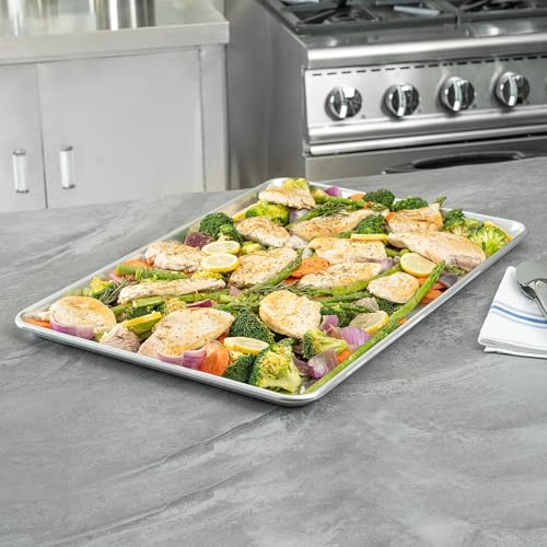 Restaurantware Full Size Sheet Pan 12 Count 18 x 26 Inches Aluminum Non-Perforated Baking Tray, Heavy-Duty Commercial Oven-Friendly Tray Silver For Cookies And Vegetables by Restaurantware - Image 3