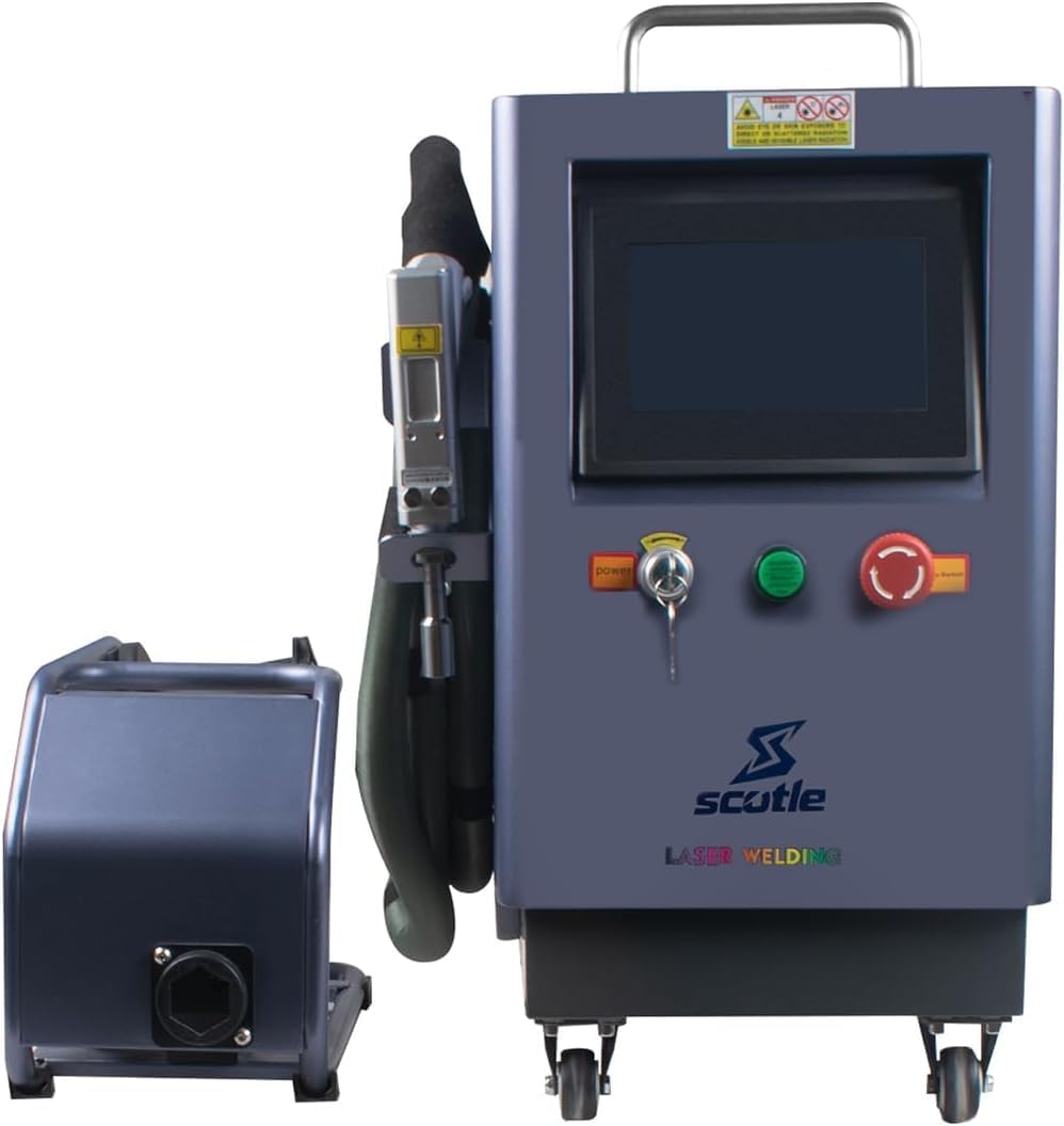 1500W Rlaser Máquina de Soldadura Láser de Mano 4 en 1 con Enfriamiento por Aire, Soldadora Láser, Cortadora Limpiadora Láser para Acero Inoxidable, Carbono, Aluminio, con Alimentador de Hilo, CE,220V