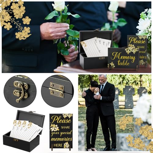 Gilprop 112 Pcs Celebration of Life Memory Cards Set Share a Memory Cards with Box 2 Wood Sign with 4 Hold and 5 Pens, Sympathy Memorial Gifts Funeral Keepsake Decorations(Forget Me Not Flower) - Image 7
