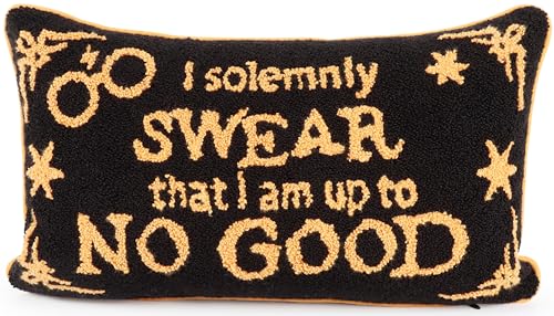 Jay Franco Needlepoint Decorative Pillow 15 Inch Kids Ultra-Soft Stuffed Plushie & Cozy Throw Pillow Official Licensed Product Black - Harry Potter