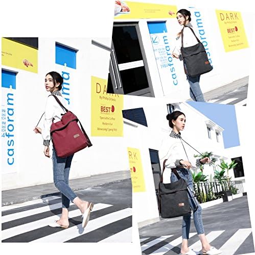 Travistar Canvas Shoulder Bag Handbag Womens Ladies,Vintage Backpack Tote Shopping Top Handle Bags for Work School Travel Casual Daily (Black)