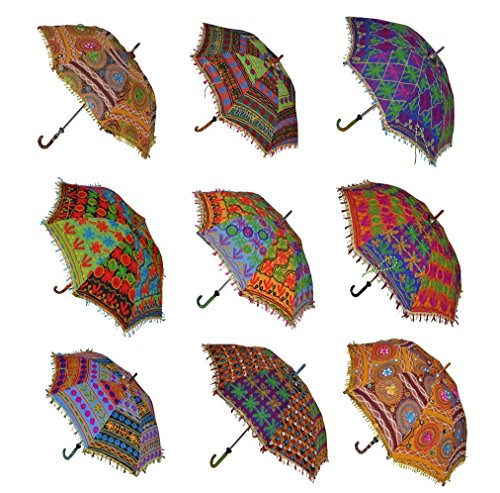 Sophia Art indien décoratifs Coton faite à la main Designer Coton Mode Multicolore Parapluie Broderie parapluies, Parasol de plage Protection UV Parapluie, du soleil Parapluie Parasol 10 pcs Beaucoup Cover