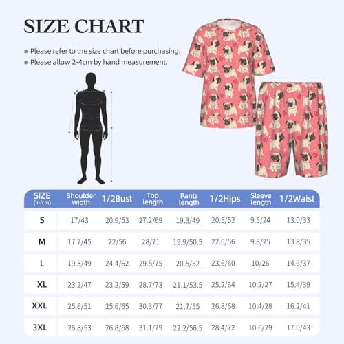 Pijama de dos piezas para hombre con estampado de perro carlino 4