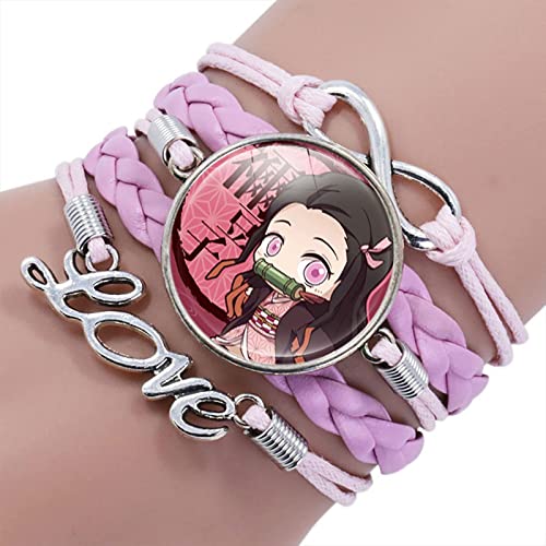 Swperp Demon Slayer Bracelet, Adjustable Gemstone Bracelet, Pink 18+5Cm7.1X1.96 Inch #TOP1
